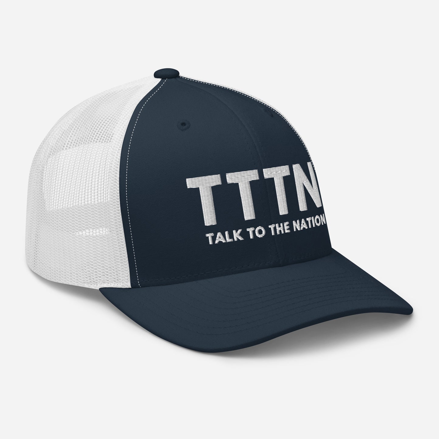 Navy White Trucker Cap | Talk to the Nation