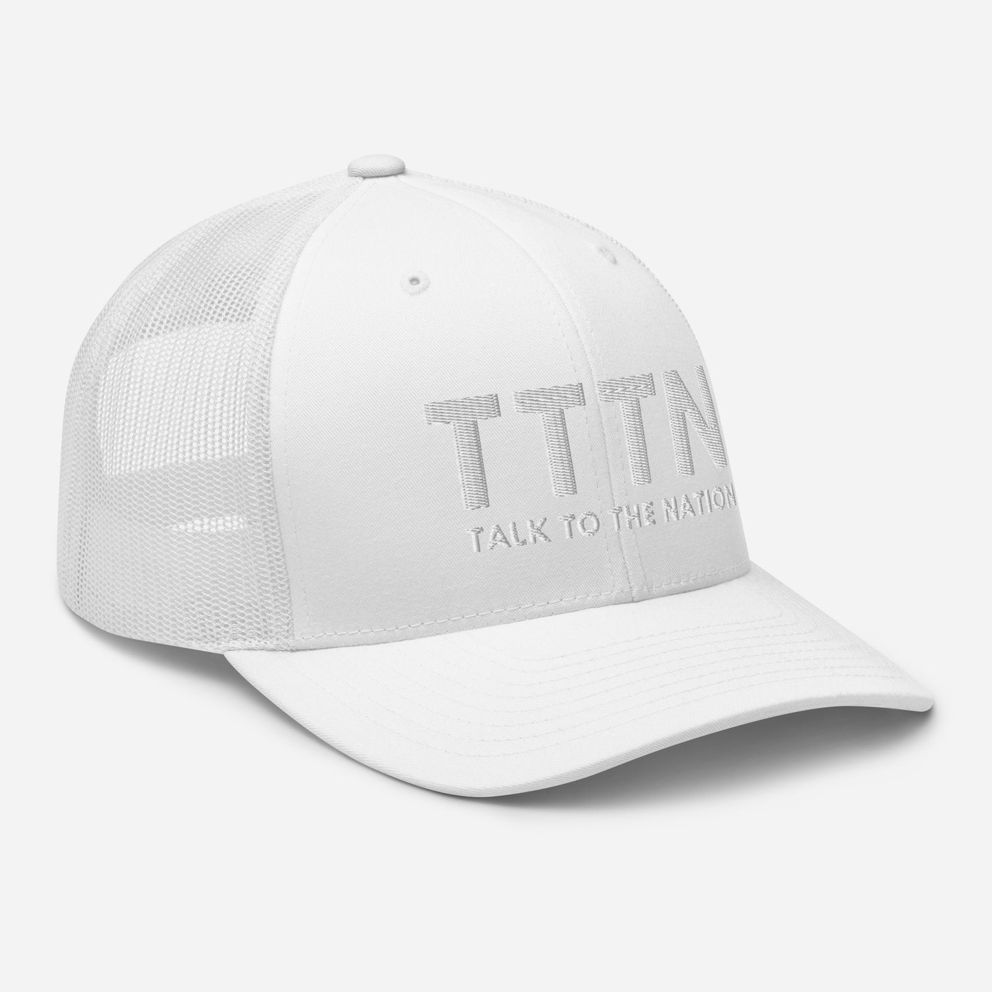 All White Trucker Cap | Talk to the Nation